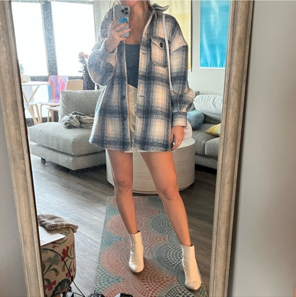 Avec Les Filles Plaid Flannel Shacket Shirt Jacket Women's XS Anthropologie